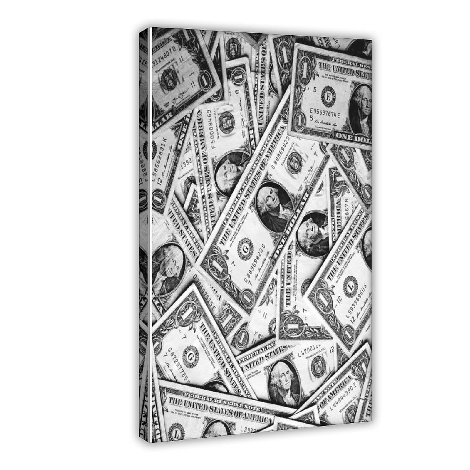 Wlqzfrwv Money Poster, Black And White Art Canvas Poster Bedroom Decor Landscape Office Room Decor Gift 16X24inch(40X60cm)