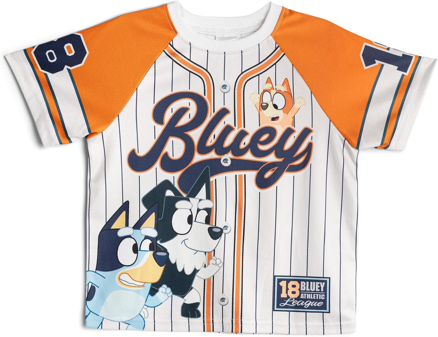 Bluey Athletic Mesh Baseball Jersey T-Shirt and Shorts Outfit Set Infant to Big Kid Sizes (12 Months - 10-12)