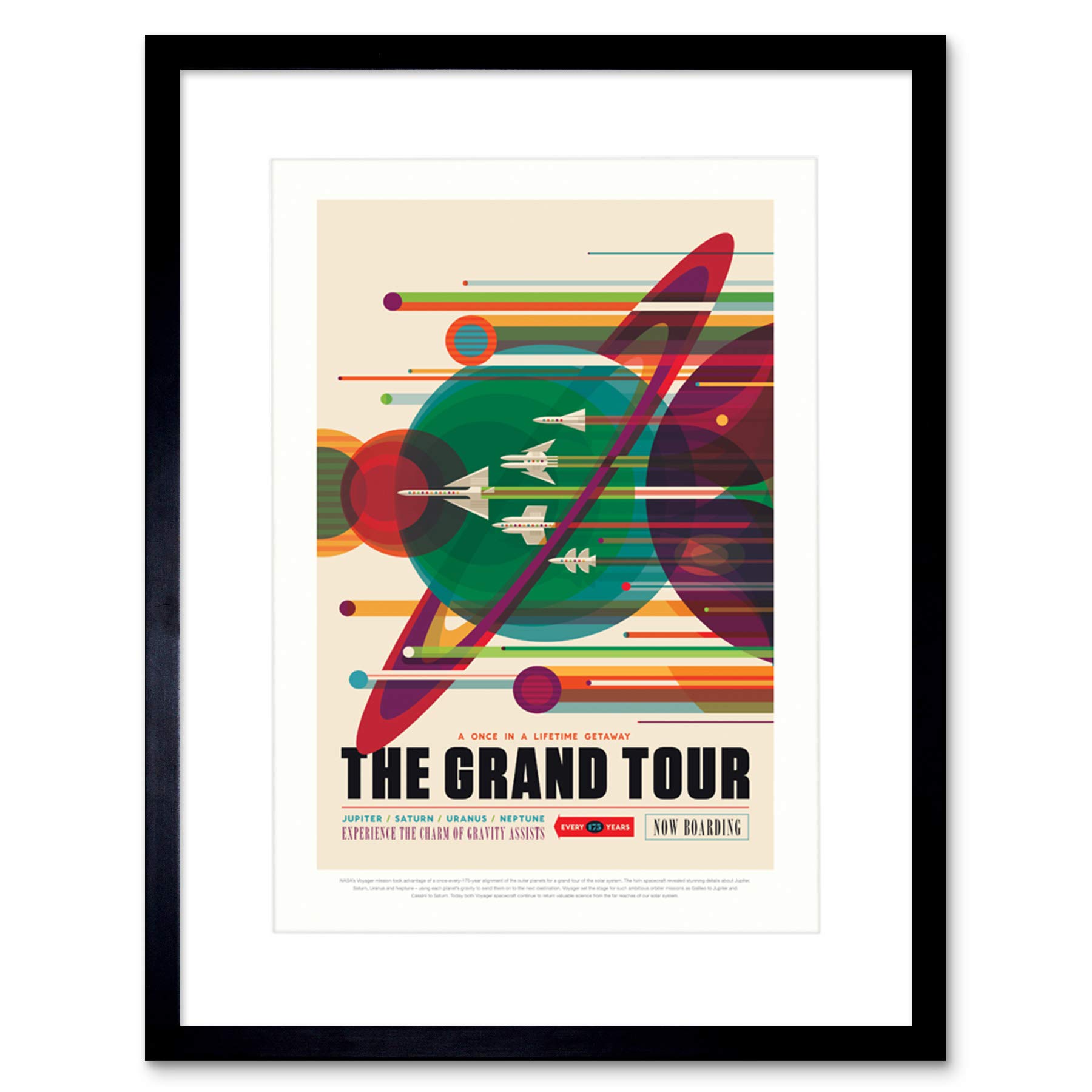 Wee Blue Coo Nasa Space Travel Advert Grand Tour Artwork Framed Wall Art Print 12X16 Inch