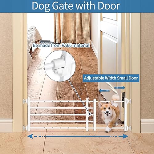 Miniatura 5 de Yoochee Puerta corta de metal para perro, 25.3 a 42.5 pulgadas de ancho, diseño de puerta pequeña y expandible y montaje a presión, ajustable para