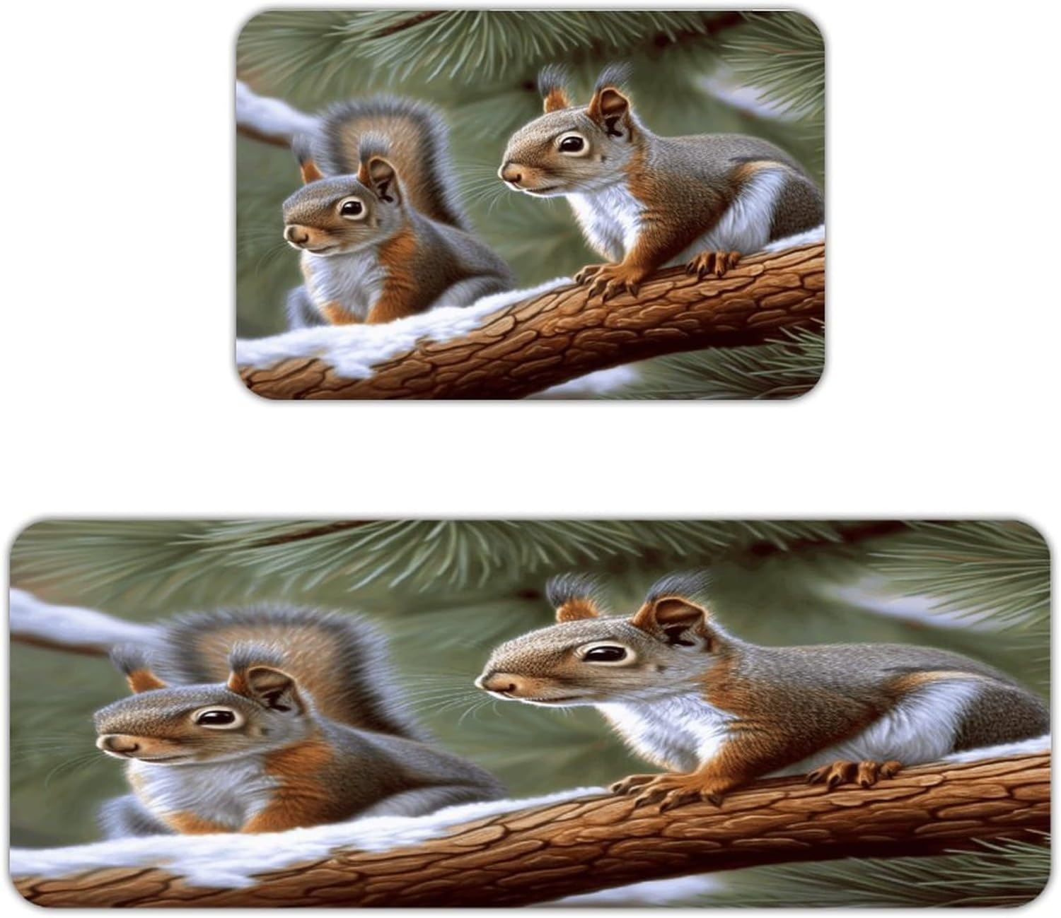 Little Squirrel Kitchen Mat Washable Non Slip Rugs Soft Kitchen Mats for Floor Set of 2 PCS Cushioned Absorbent Runner Standing Rugs for Home Sink Laundry Office