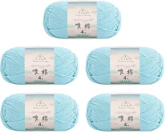 Susan's Family 60 Cotton 40 Acrylic Yarn - 5 x 50g/1.76oz - 655 Yards - Knitting, Crocheting & Crafts - zx (97#Cyan Blue)