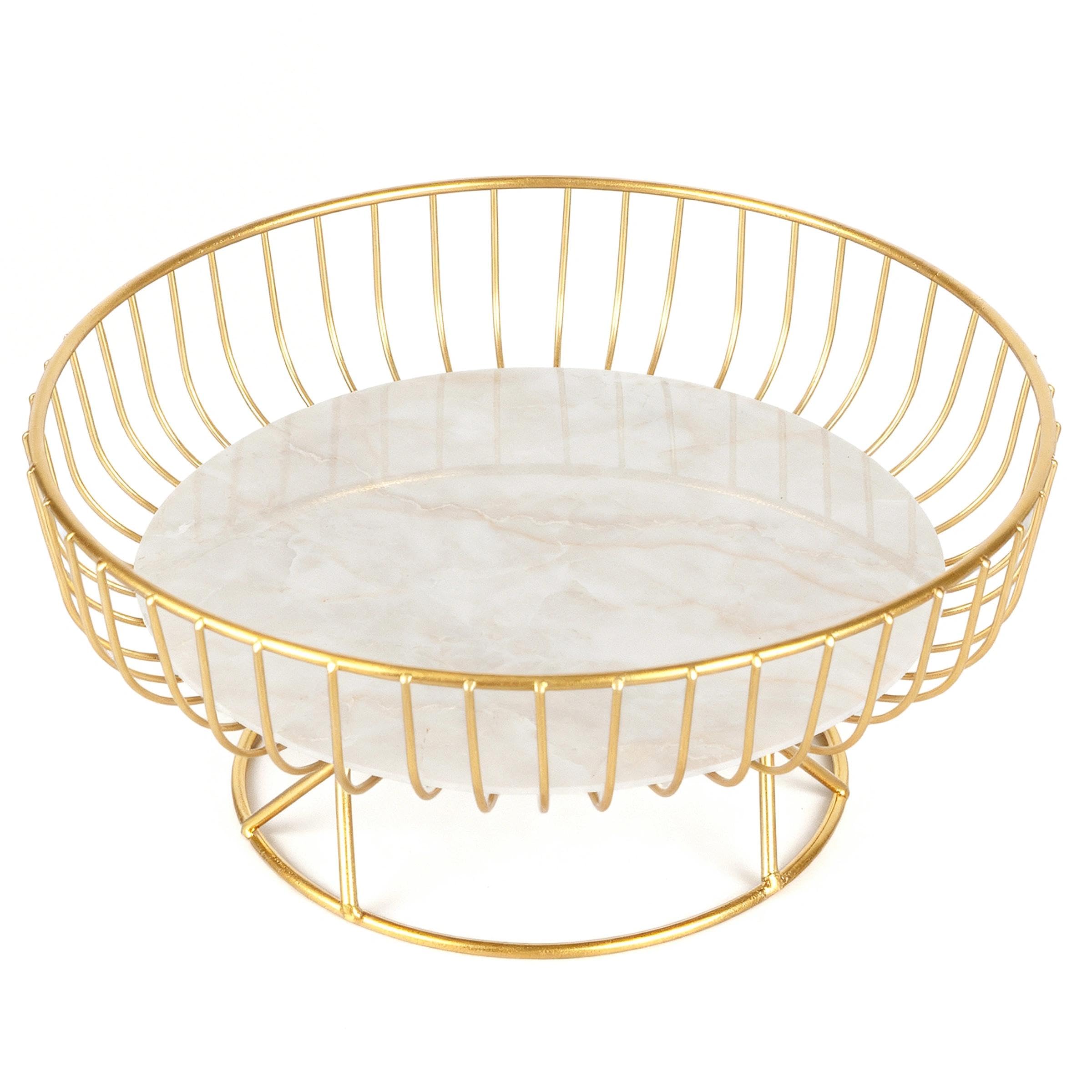 MKDTKY Gold Metal Wire Fruit Basket Bowl for Counter, Snacks and Produce