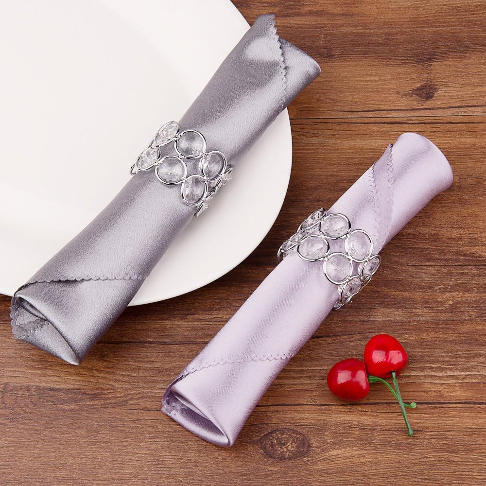 Feyarl Set of 6 pcs Handmade Napkin Rings Sparkly Crystal Beads Table Dinner Napkin Holders for Wedding Centerpieces Special Occasions Festival Celebration : Home & Kitchen
