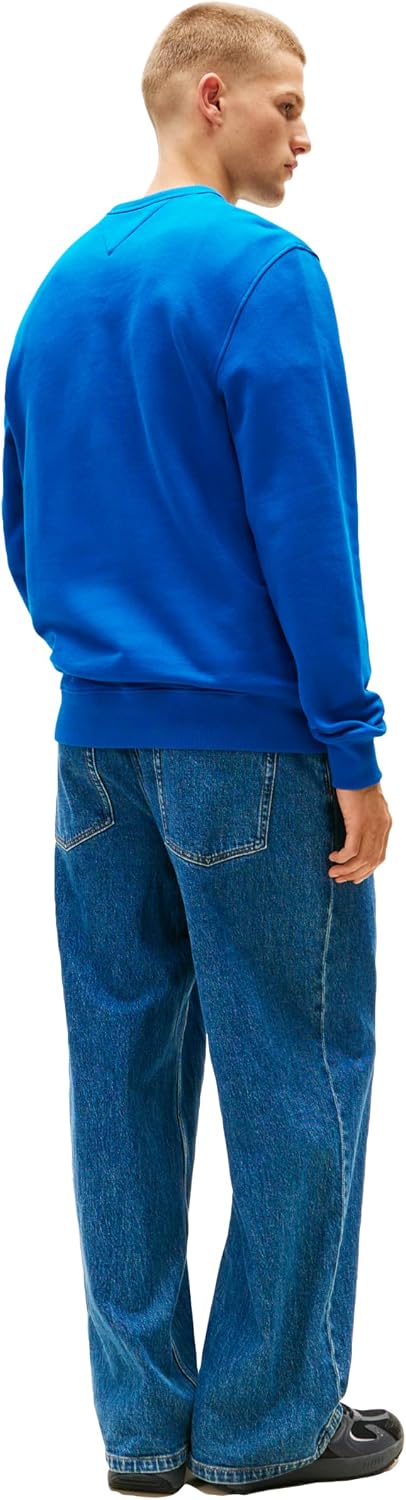 Tommy Jeans Men's Medium Weight Crewneck Sweatshirt With Embroidered Flag Logo