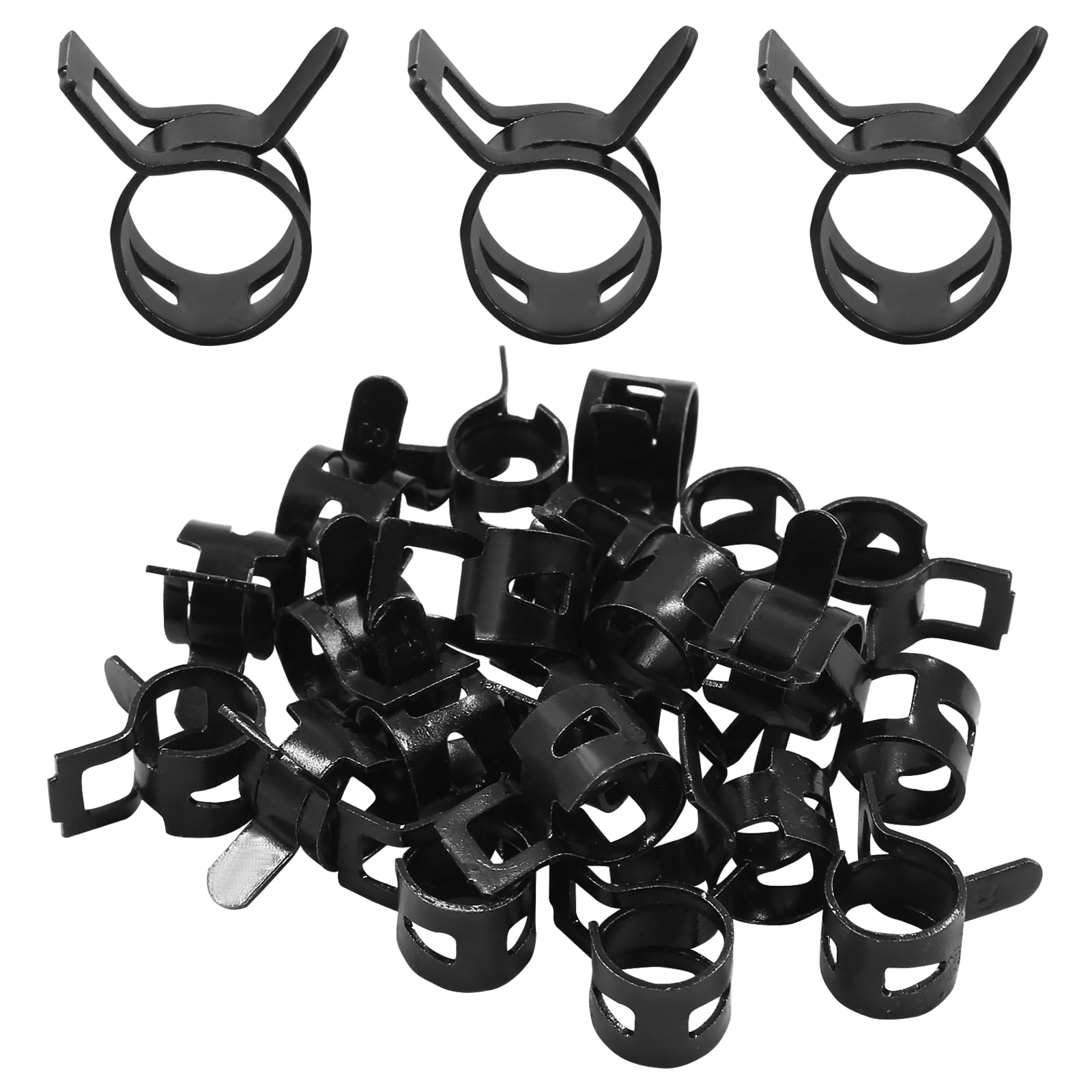5/16 Inch ID Spring Band Type Clamps, Black, 20 Pcs
