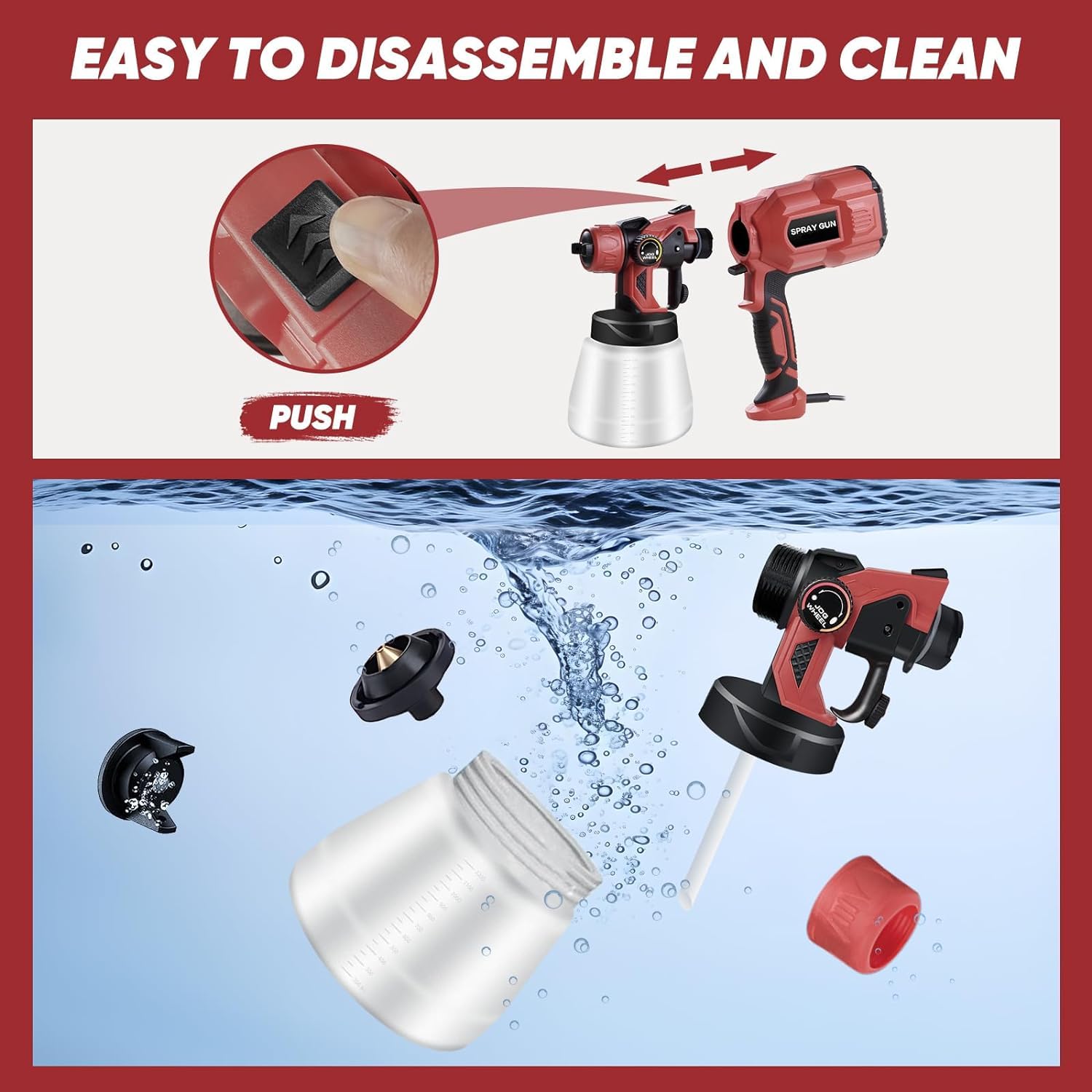 Pistola de pintura, 550 W, pistola de pintura eléctrica, HVLP pistola de pintura con 4 boquillas de cobre y 3 diseños, depósito de 1200 ml, para interiores y exteriores, paredes, techos, vallas