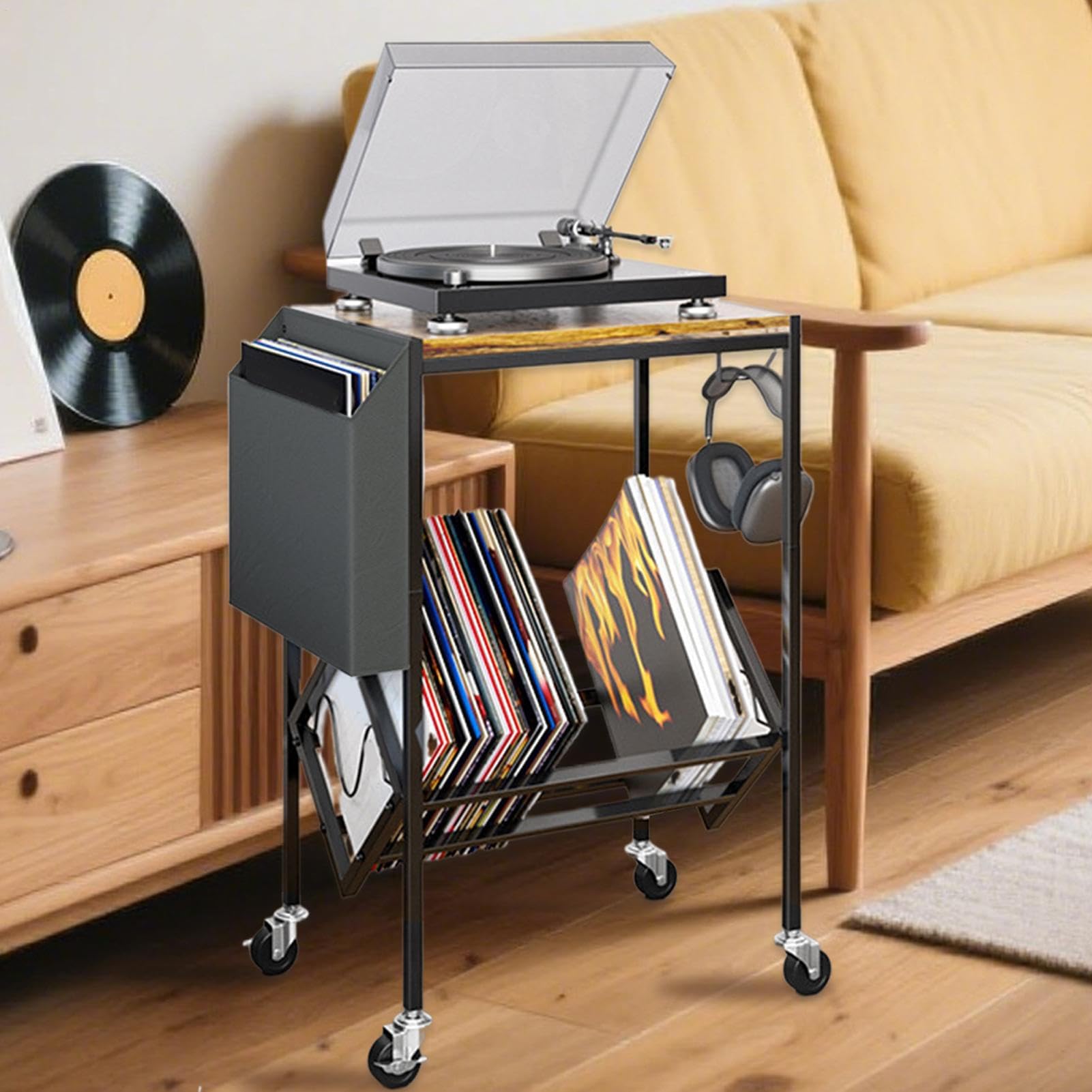 Espositore per dischi in vinile a doppio livello, per casa, negozio, studio, ufficio, soggiorno, perfetto per appassionati di vinile e collezionisti