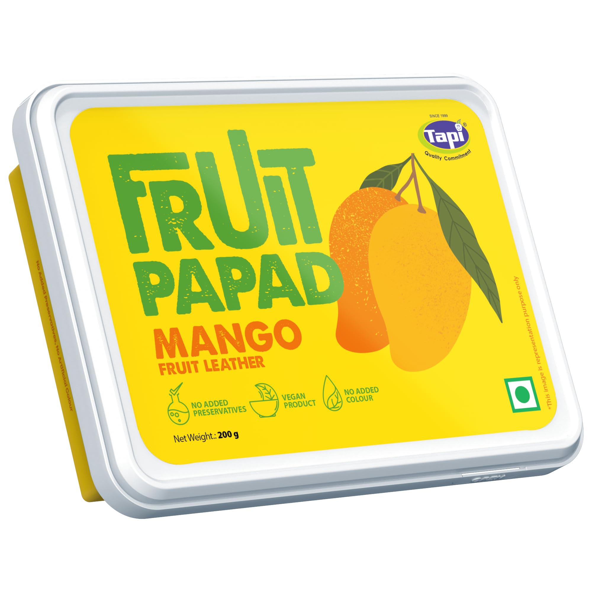 Tapi Mango Fruit Leather Made with 80% Real Kesar Mango Pulp | Traditional Aam Papad Style|No Added Preservatives – Sweet & Tangy Fruit Snack – 200g Each (Pack of 2)