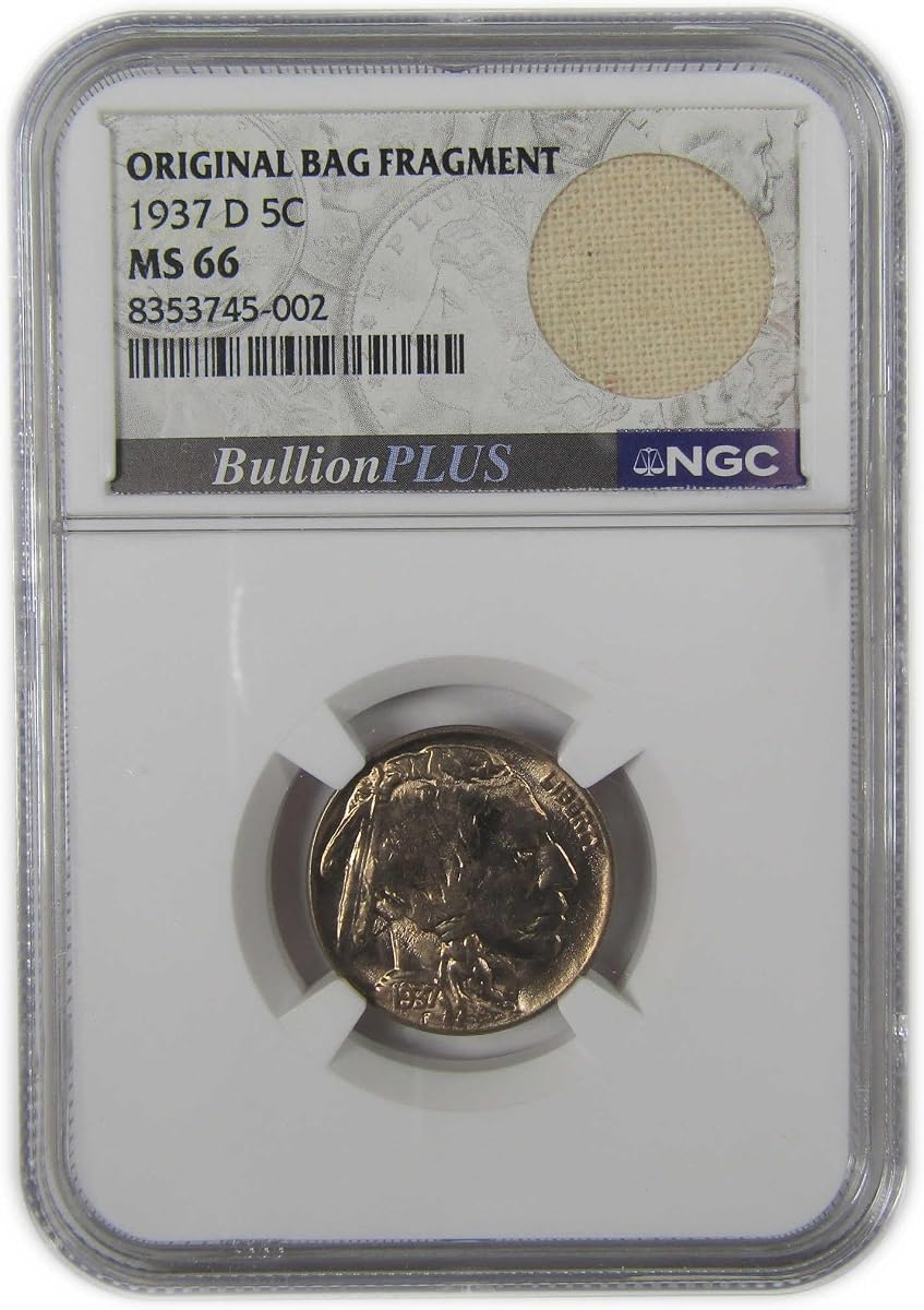 1937 D Cabeza de indio Búfalo Níquel MS 66 NGC Fragmento de bolsa SKU:I22672 | Moneda coleccionable: Buffalo Nickel, 1937-D, Cobre-Níquel, MS-66, NGC