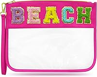 Vista 17 de Bolsa de viaje transparente con cremallera de chenilla, bolsa de maquillaje de nailon, bolsa de maquillaje de preparación, bolsa de aseo