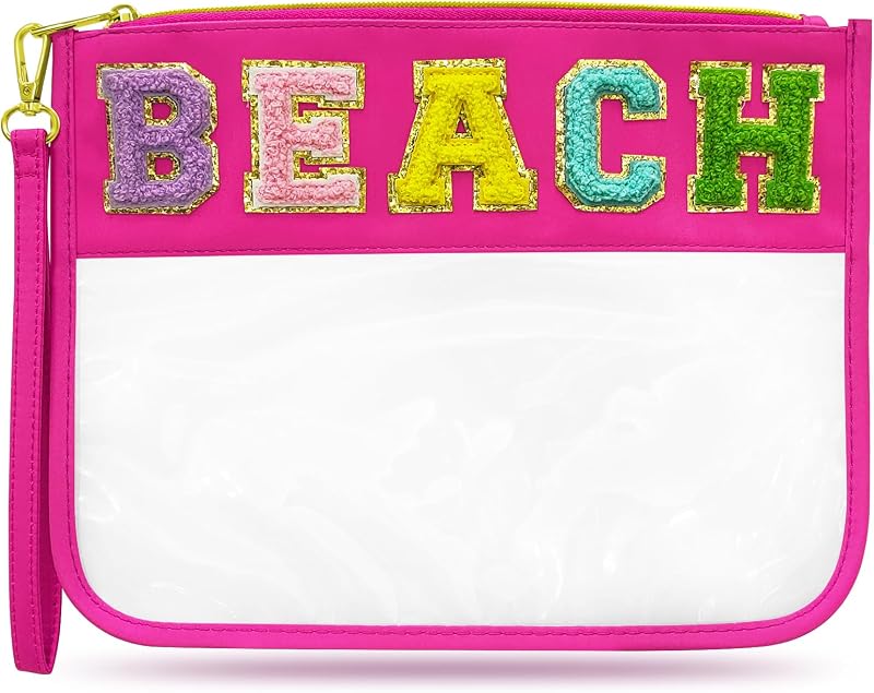 Necessaire transparente LSxia Rose Red-Beach com zíper