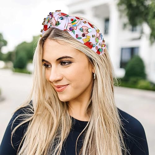 Miniatura 4 de YAHPERN Diadema anudada con diamantes de imitación de cristal para profesora, accesorios de nudo superior adornado con cuentas para mujer, trajes de