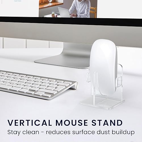 Vista 3 de kwmobile Soporte de escritorio vertical con Bluetooth para mouse compatible con Apple Magic Mouse 1 / Magic Mouse 2 / Logitech Pebble Wireless Stand