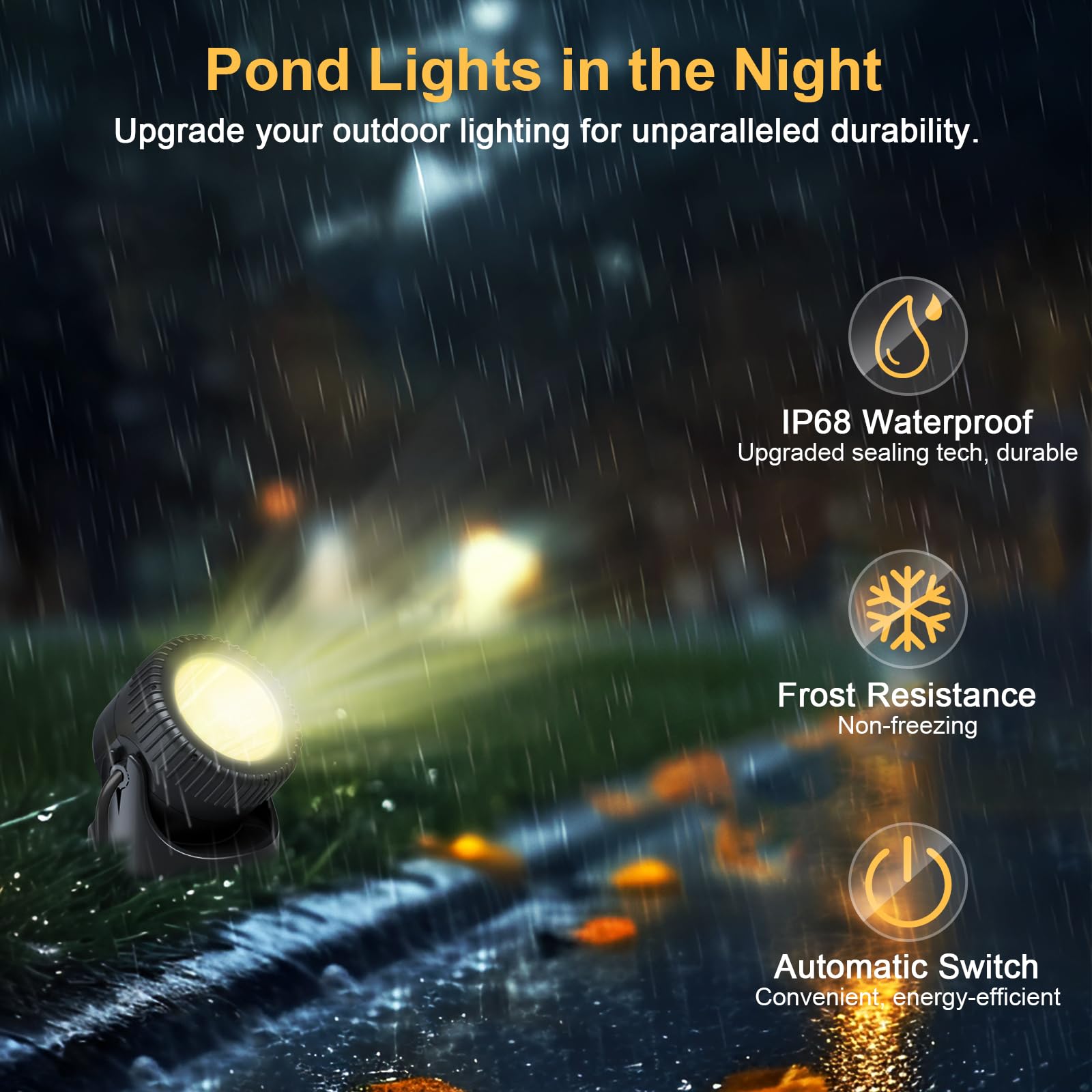 PChero Iluminación LED para estanque, bajo el agua, foco de iluminación subacuática, IP68, resistente al agua, para piscina, estanque, jardín, árbol, interior y exterior