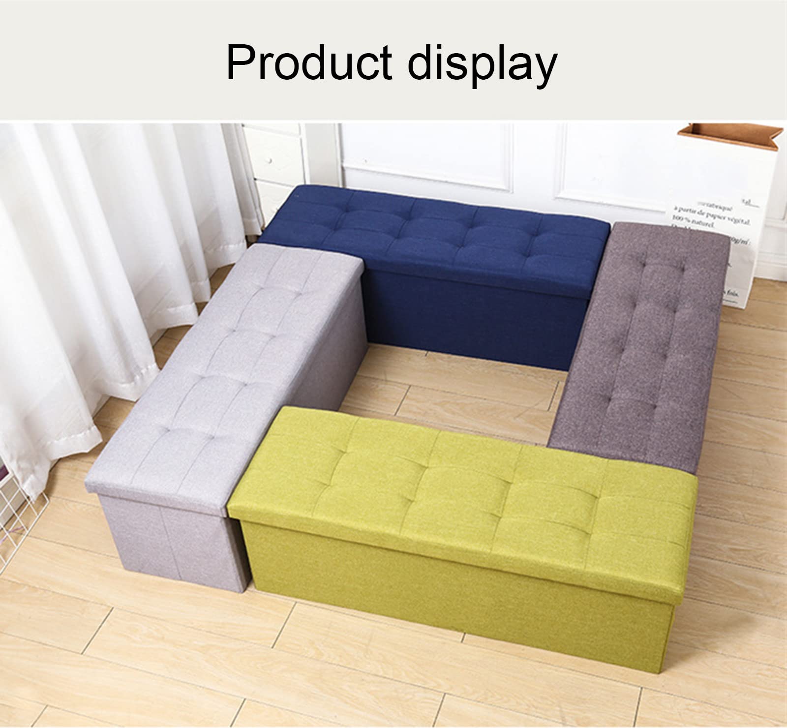Pouf con Contenitore Portaoggetti, Cassapanca Pieghevole, Sgabello Poggiapiedi, Sgabello Imbottito, 110X38x38 - Disponibile in Diversi Colori,D