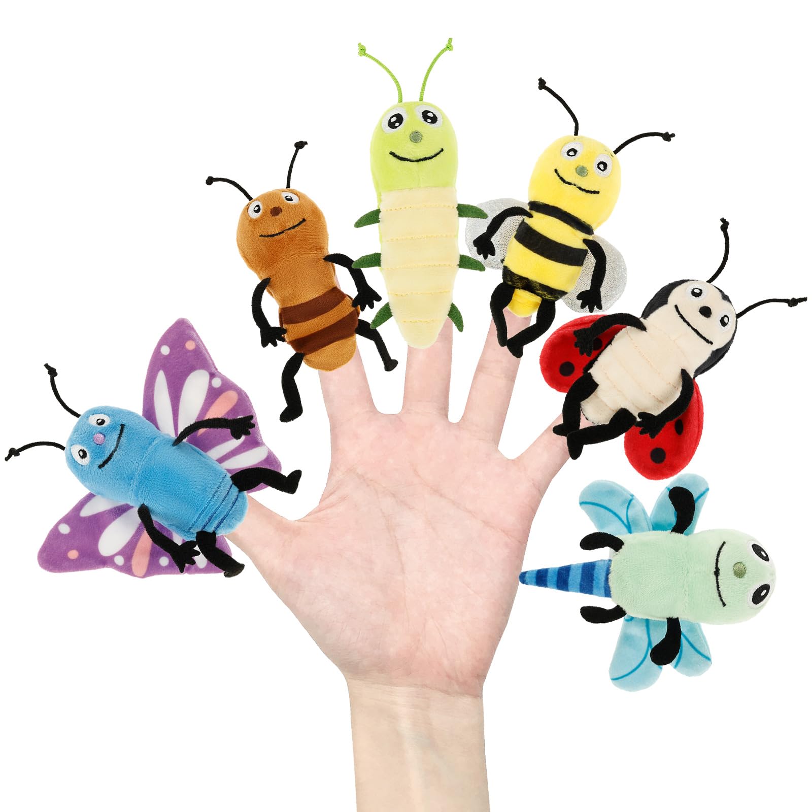 VAVPUP 6/7Pcs Insect Finger Puppet Set,Mini Hand Puppet Suitable for Kids,Soft Plush Baby Party Bag Fillers for Role-Playing and Storytelling Boys&Girls Gift Educational(6/7PCS)