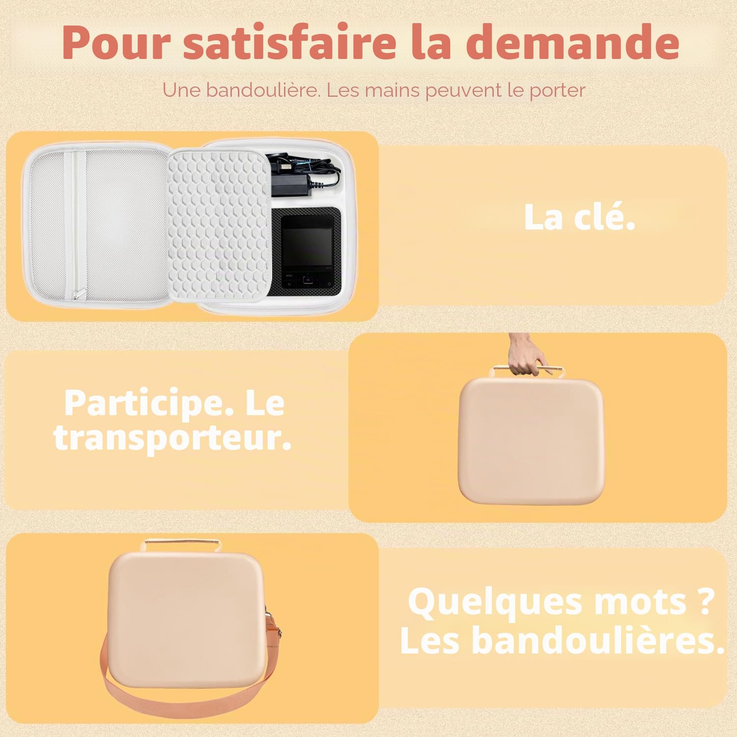 CRTBOTW Sac rigide pour imprimante mobile Canon SELPHY CP1500/CP1300/CP1200 photo - Conçu pour imprimante/photo/batterie/cartouche/papier - Bandoulière réglable - Rose