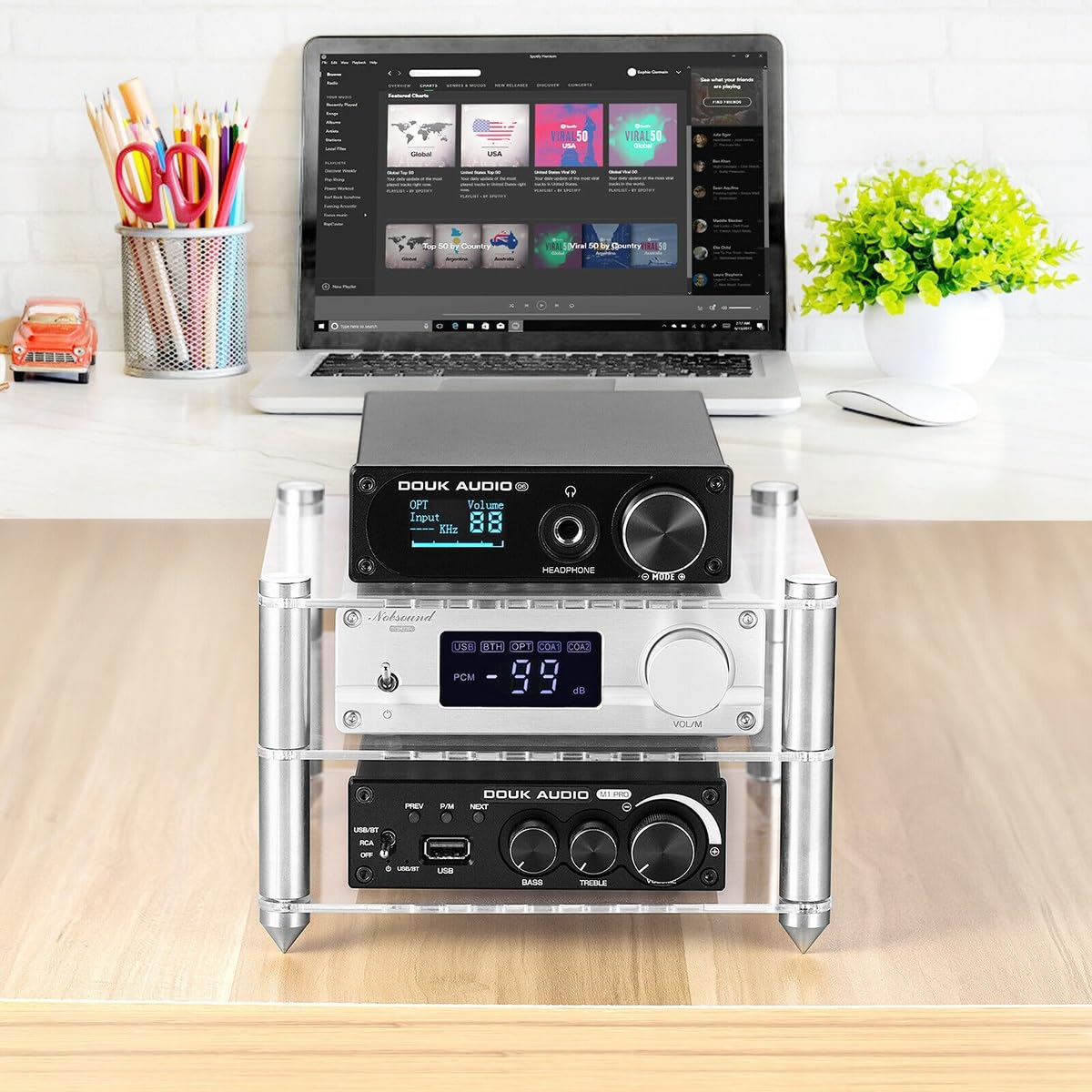 Mobile Stereo Hi Fi Rack In Acrilico, 2 Ripiani, Moderno, Scaffale Av, Per Giradischi, Soggiorno, Sala Giochi