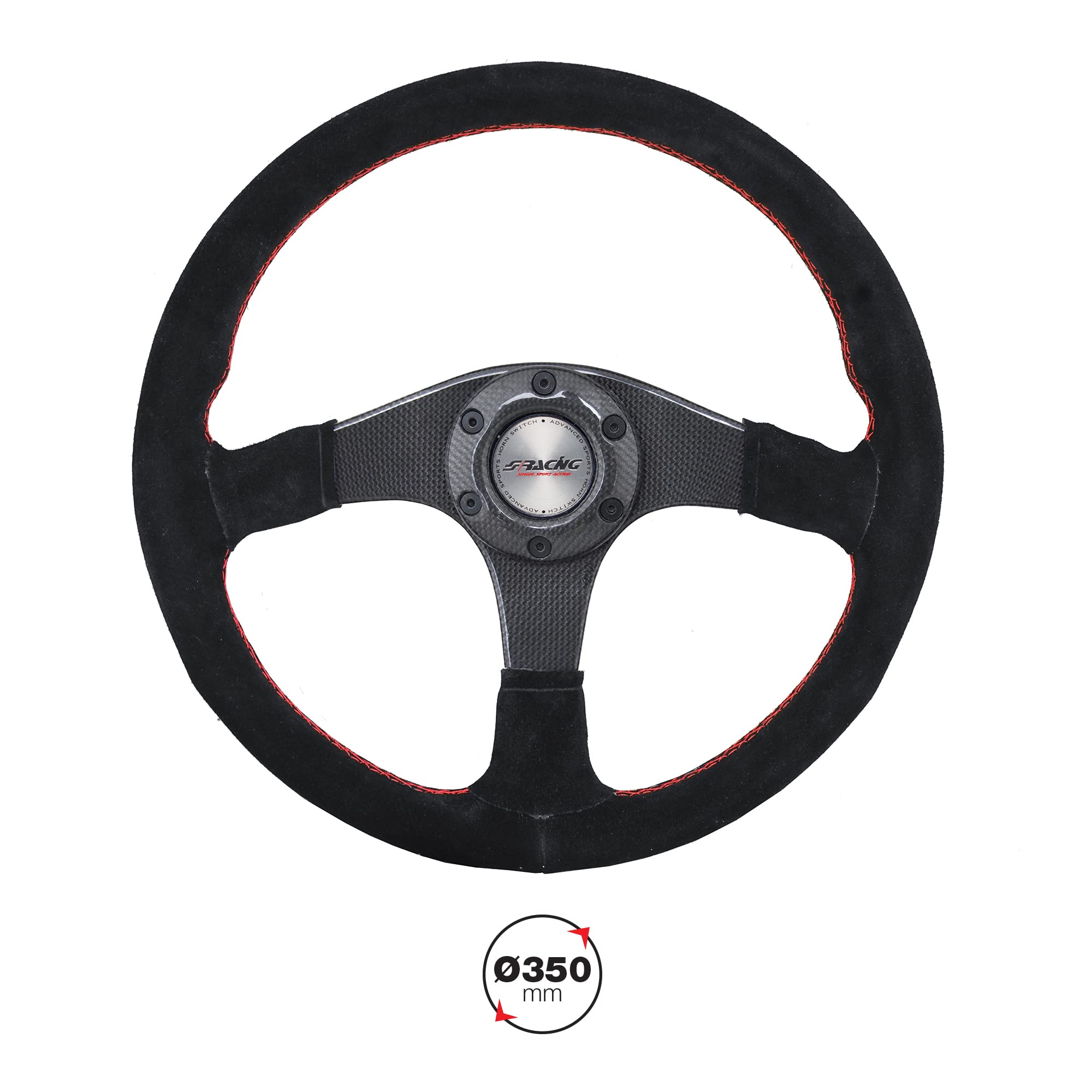 Simoni Racing WALTER Volante Sportivo Universale in Camoscio Nero, Razze in Vero Carbonio