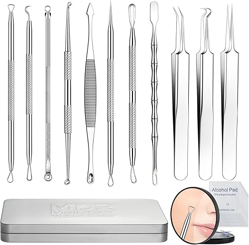 Miniatura 2 de Juego de herramientas de extracción y extracción de espinillas y acné de acero inoxidable, elimina rápida y de forma segura el acné, puntos negros,