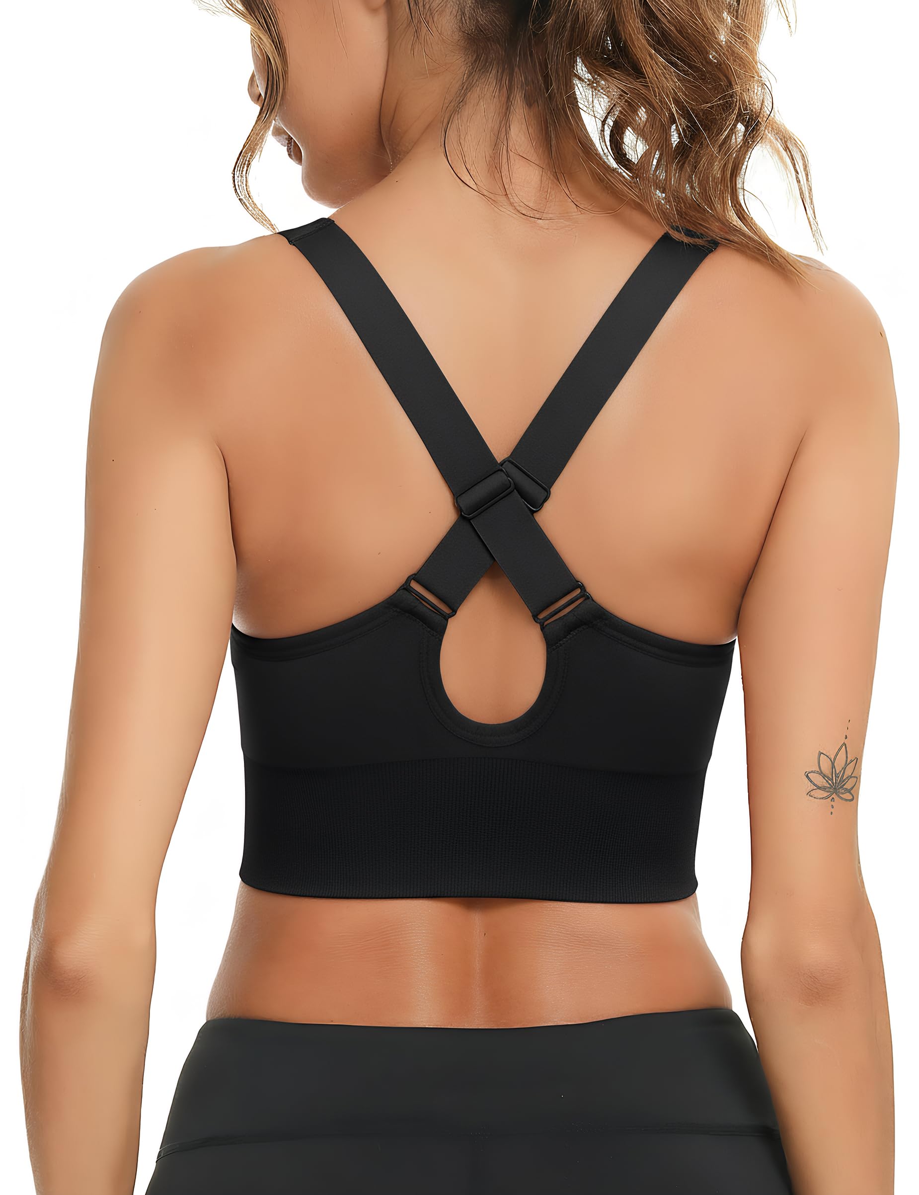 Litherday Sport BH Damen Starker Halt Push Up Sports Bra Nahtloser Bustier mit Gekreuzten Trägern Herausnehmbaren Polstern Soft Sportunterwäsche für Yoga Fitness Alltag S-XXL