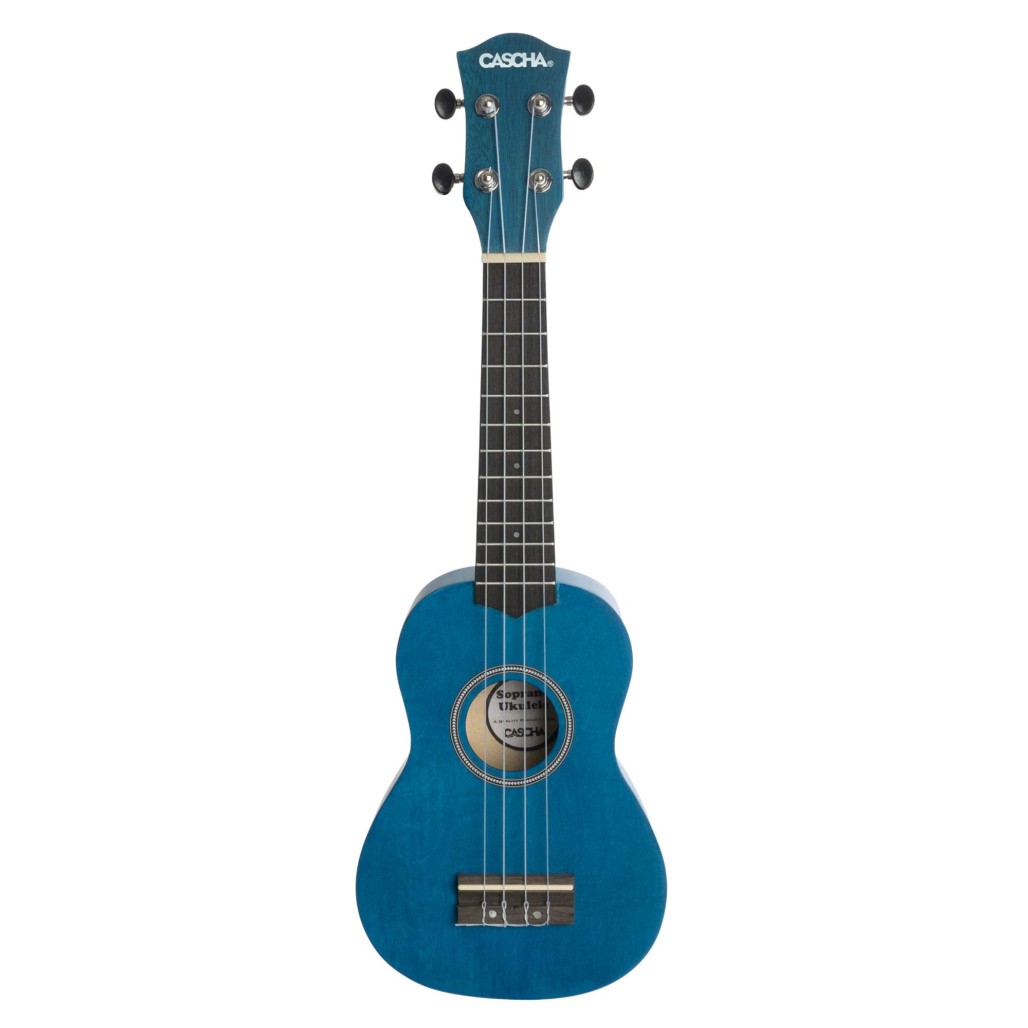 CASCHA Sopran Ukulele Set Niederländisch - für Kinder & Erwachsene I Starter Kit mit 3 Plektren Tasche holländisches Lehrbuch mit DVD Stimmgerät I Aquila Saiten Nylon I Kleine Hawaii Gitarre Blau