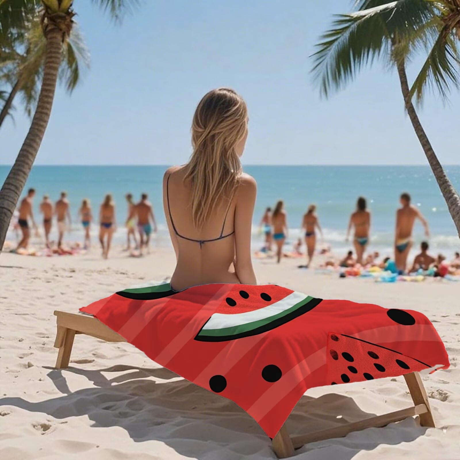 Duże ręczniki plażowe 220 x 100 cm czerwony ręcznik z mikrofibry ręczniki plażowe arbuz lekki i szybkoschnący ręcznik na siłownię odporny na piasek akcesoria plażowe do podróży, siłowni basen, joga