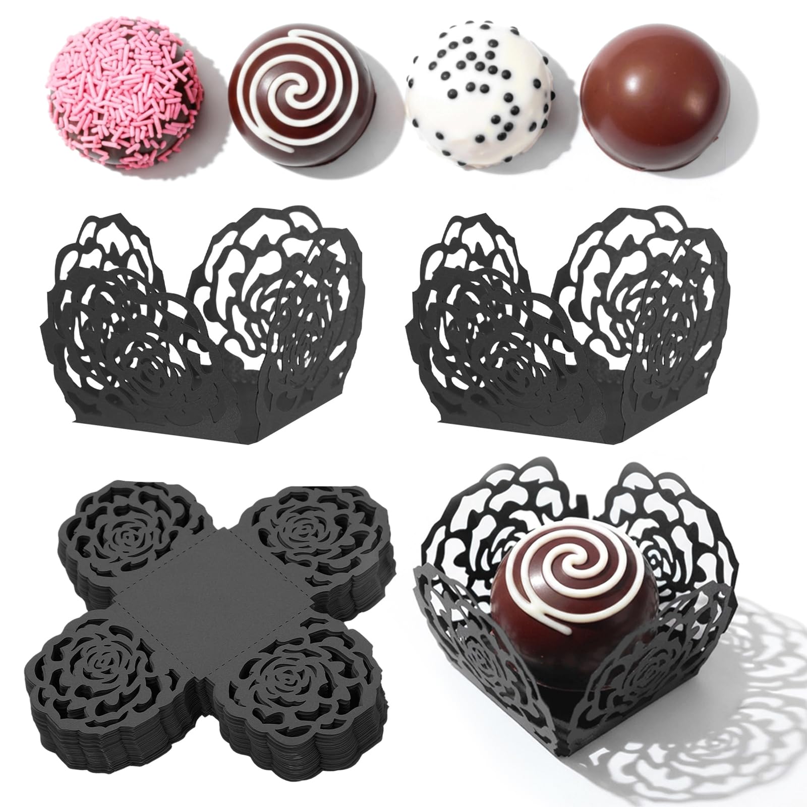 Caissettes en papier pour chocolats et pâtisseries fines de fête