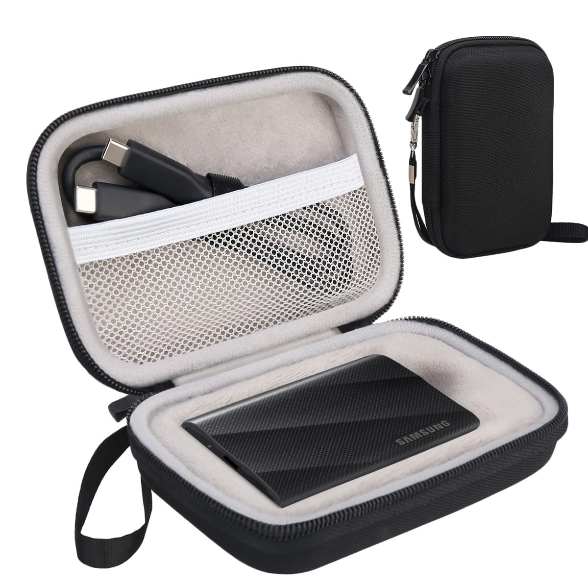 Lacdo Hard Carrying Case for Samsung T9 Portable Solid State Drives 1TB 2TB 4TB USB 3.2 External SSD Hard EVA Shockproof Storage Travel Bag, Black+
