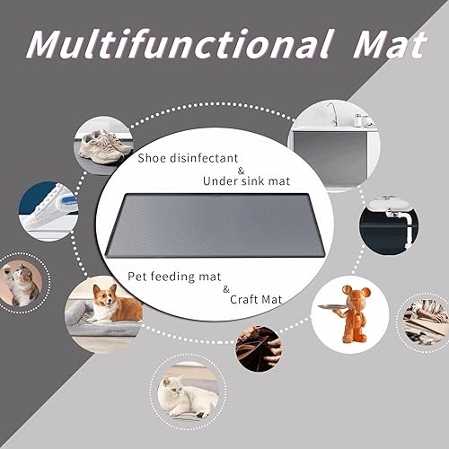 Miniatura 7 de Tapete para debajo del fregadero de la cocina, 28 pulgadas de largo x 19 pulgadas de ancho, bandeja impermeable de silicona para debajo del