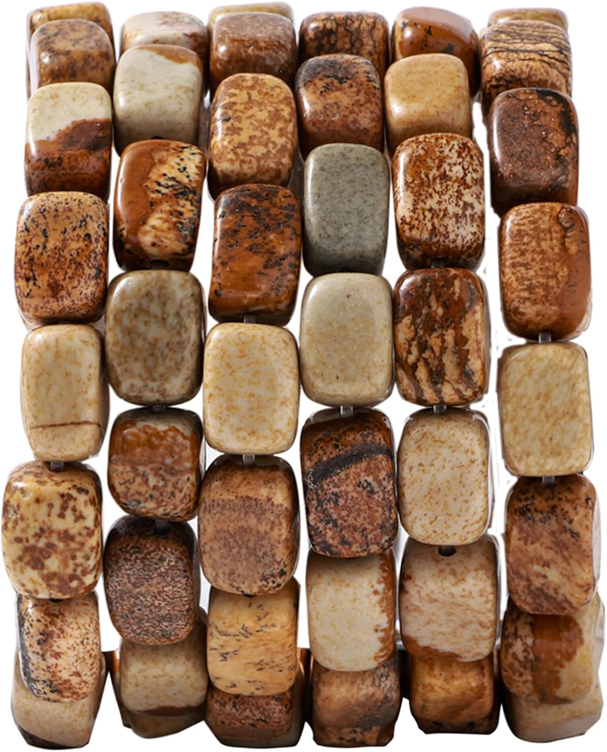 Natural Large Brown Picture Jasper Cube Stone Beads 8x11mm 38cm/str Loose Semi Gemstone Stone Square Beads for Making Bracelets Necklace