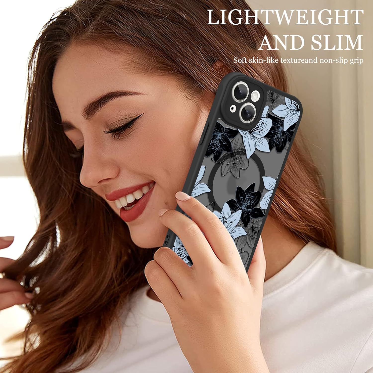 ZIYE Case Compatible with iPhone 14 Cute Flower Floral Pattern Design for Women Girls Soft TPU Bumper with Hard PC Back Compatible with Magsafe Full Body Protection Magnetic Cover - Image 7