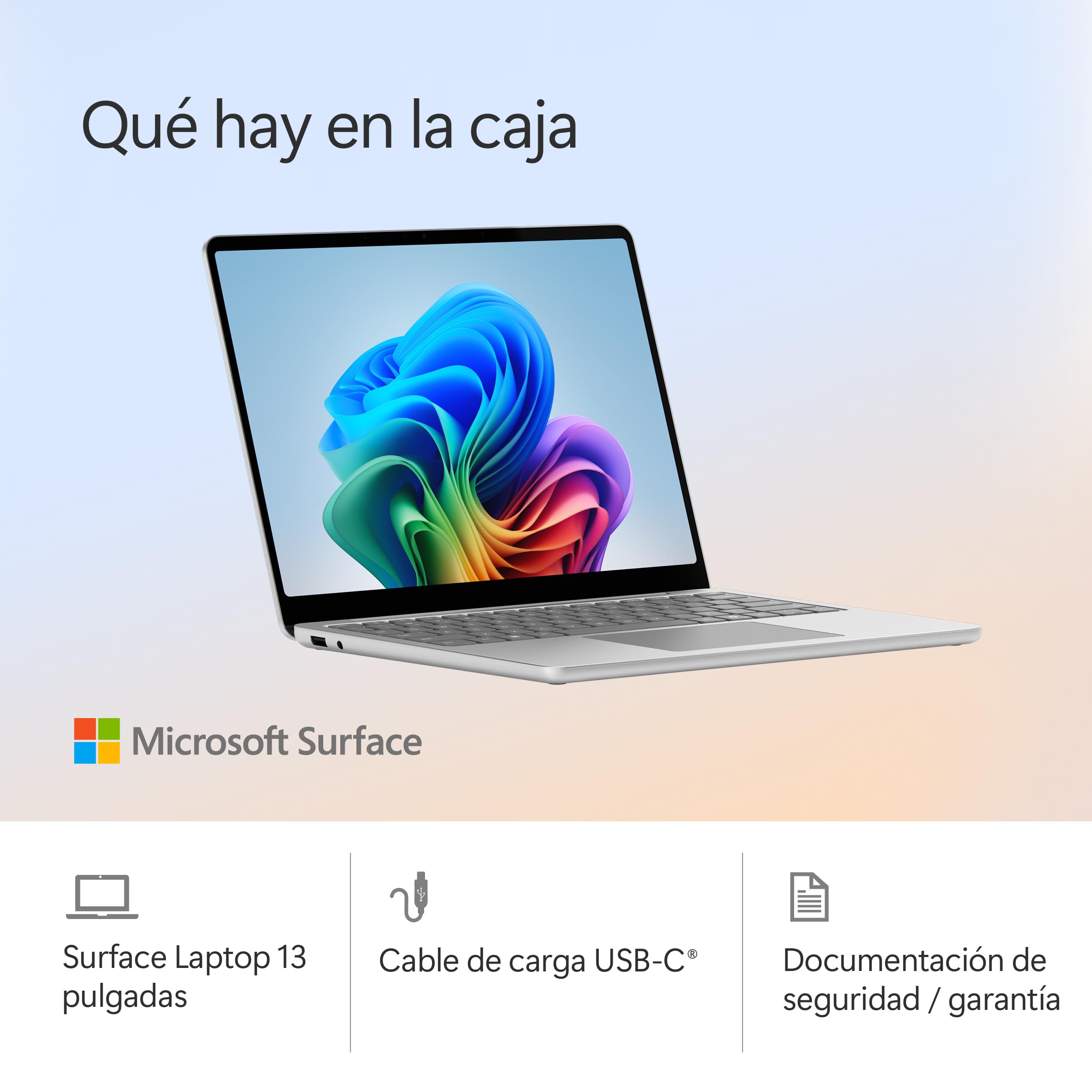 Microsoft Surface Laptop | Copilot+ PC | Pantalla táctil LCD 13'' | Snapdragon X Plus | 16GB RAM | Almacenamiento de 256GB | Último Modelo | Platino