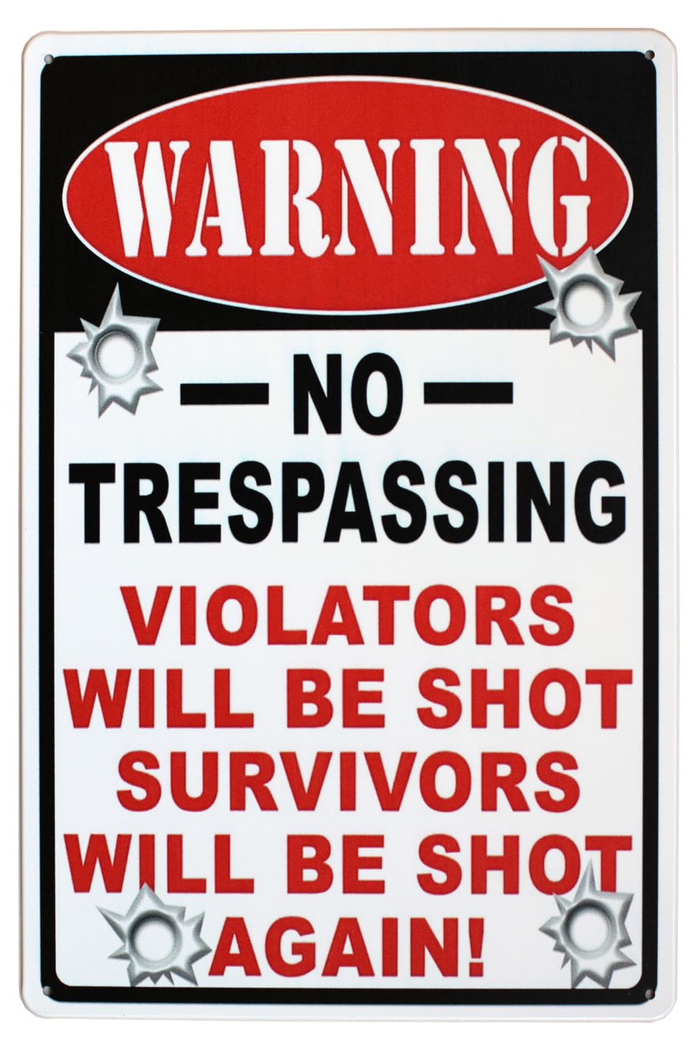 Warning No Trespassing Violators Will Be Shot Metal Tin Sign Wall Home Decor Art Plaque Retro Vintage (Trespassing) 8 X 12 INCH
