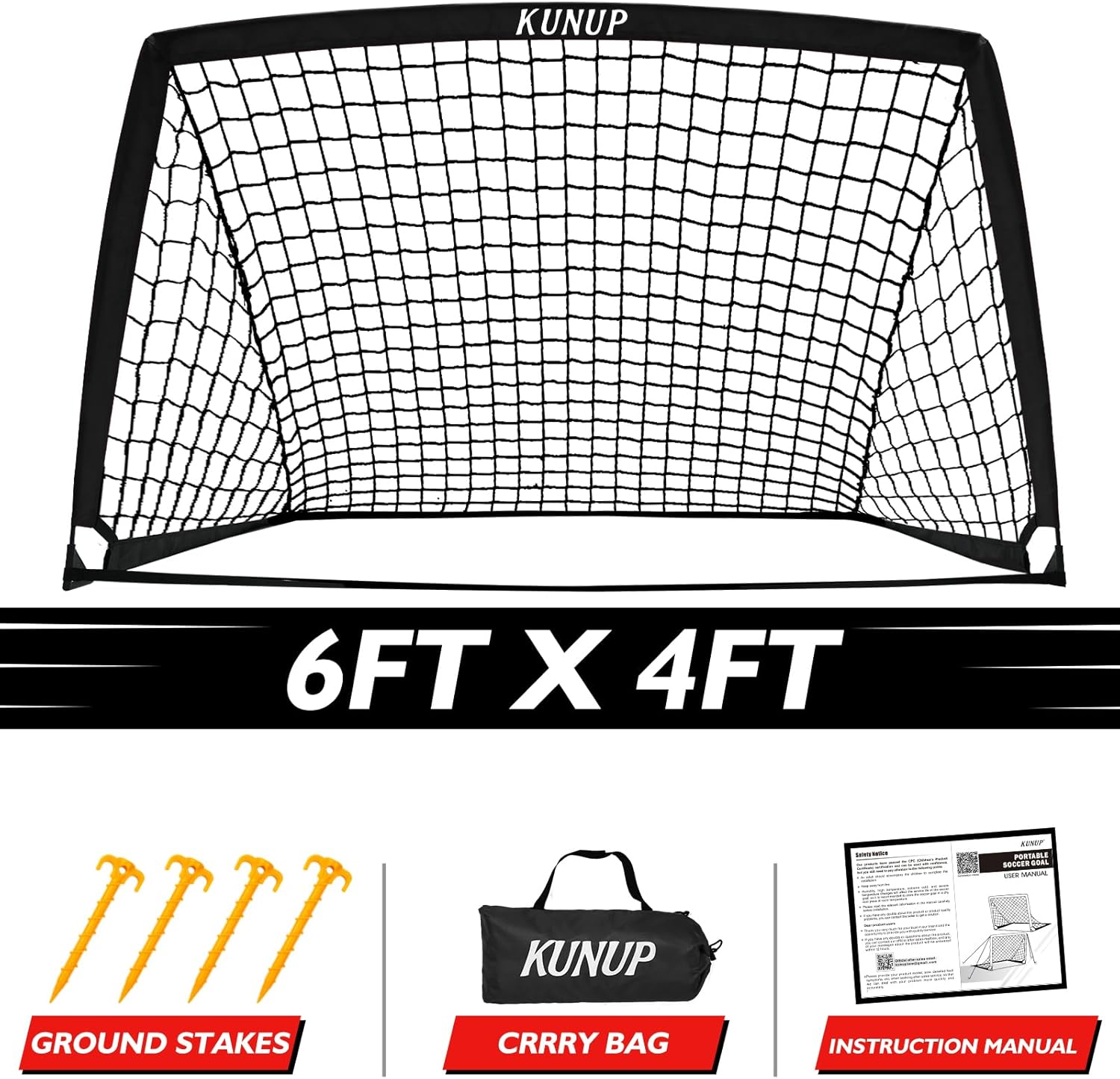 5×3 6x4 9x5 FT Portable Kids Soccer Goal for Backyard, Foldable Soccer Practice Net with Carrying Bag for Toddler Youth Adult Pop Up Soccer Training Equipment Indoor and Outdoor Sports Game