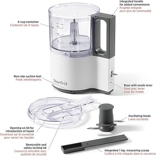 Miniatura 3 de Starfrit Procesador eléctrico oscilante de alimentos - 4 tazas - cuchara medidora - modos alto, bajo y pulso - 300 W