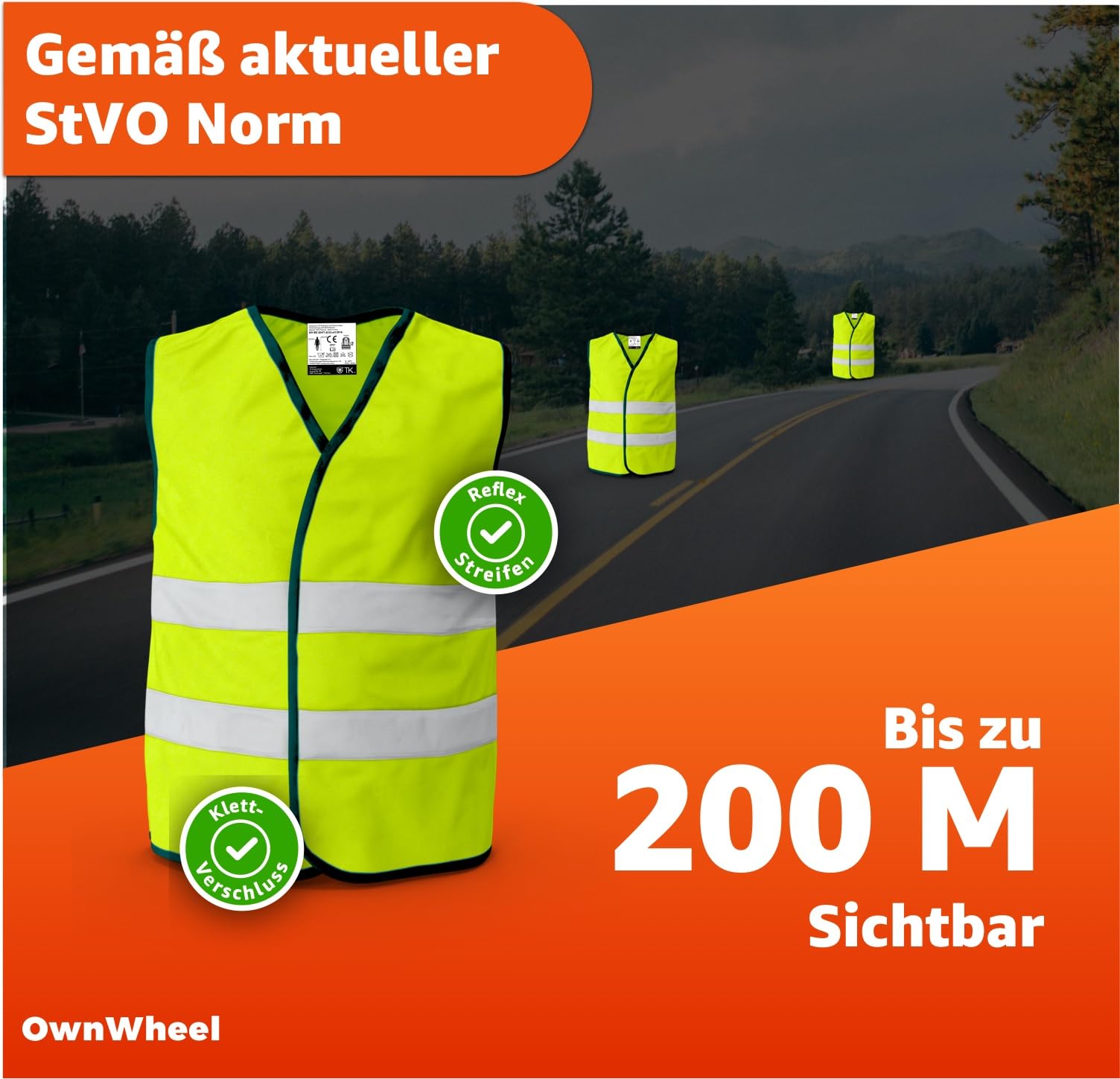 20er Sicherheitsweste Auto ISO20471 2024: Neongelb - reflektierende Warnwesten für PKW & LKW - Notfall & Pannenwesten