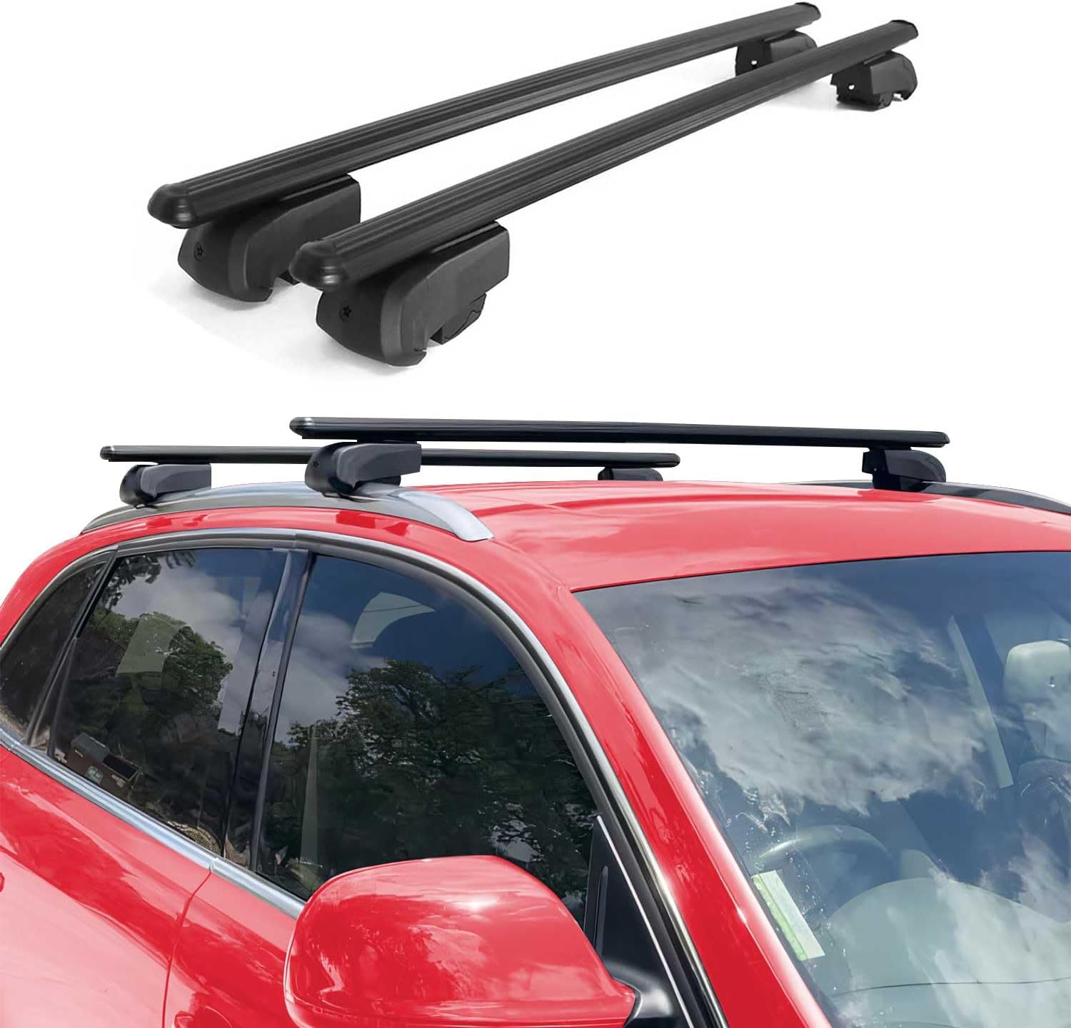 Lockable Roof Rack Cross Bars Luggage Carrier for Volvo XC40 2019-2024 Black Anti-Theft for Travel Kayak Canoe Surf Ski Snowboard Camping