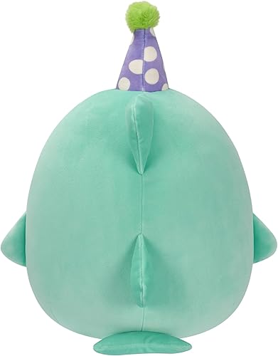 Miniatura 3 de Squishmallows Sharon Teal Shark original de 12 pulgadas con sombrero de fiesta Confetti Belly - Peluche oficial de Jazwares