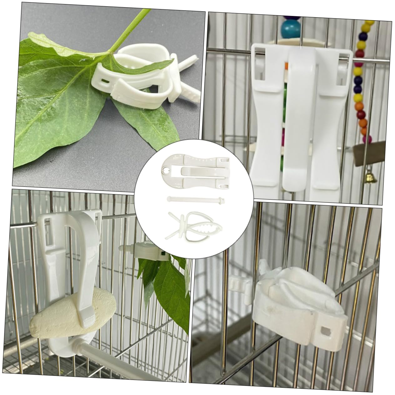 minkissy 12 Piezas Clip de Hueso de Sepia Soporte de Comida para pájaros Clip Fijo Jaula de pájaros de Comida para Tazas de Plato de alimentación de Accesorios de Jaula de