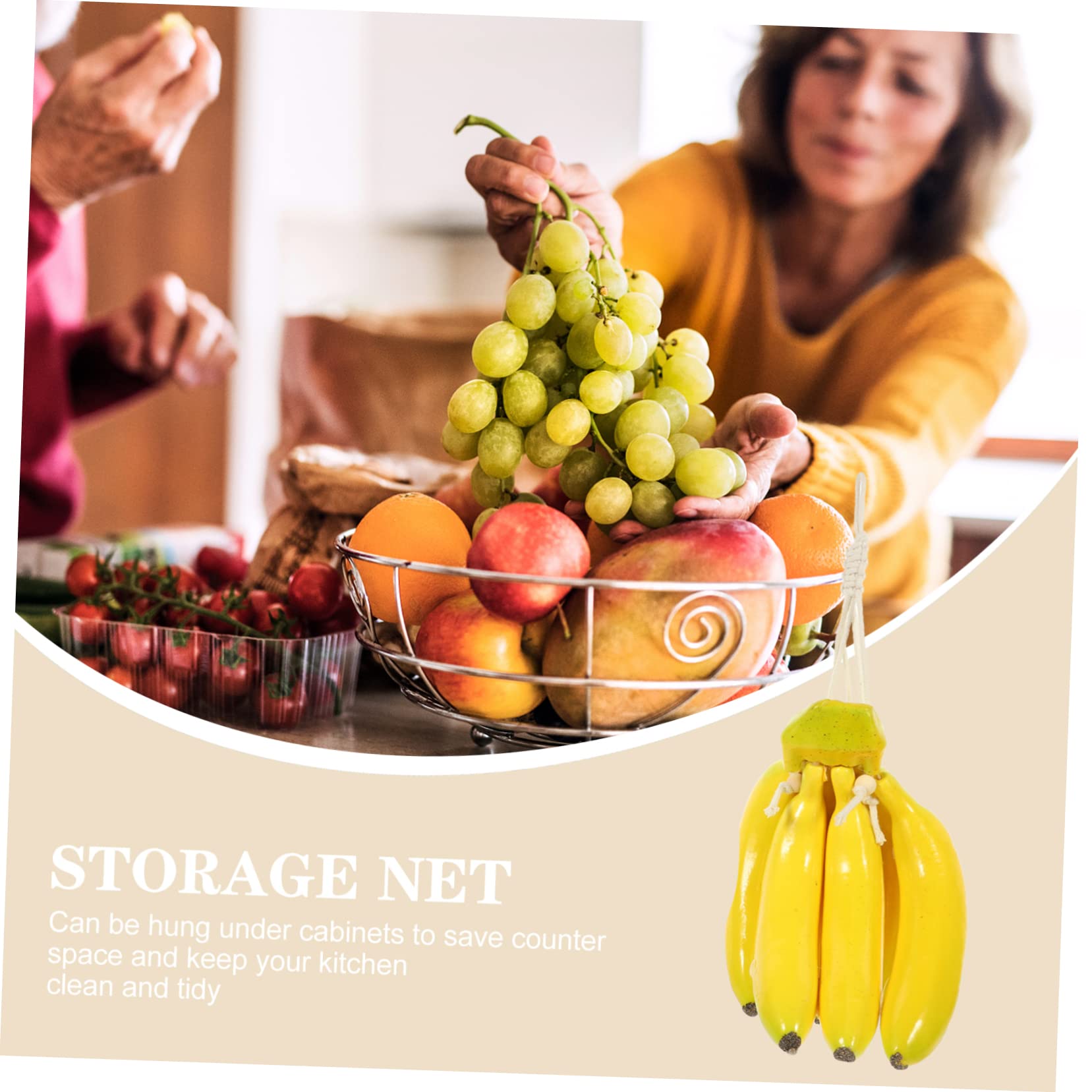 Amaca Per Frutta In Cotone Intrecciato A Mano | Cesto Appendibile Sotto Mobile Con Ganci, Per Banana E Verdura, Decorazione Cucina