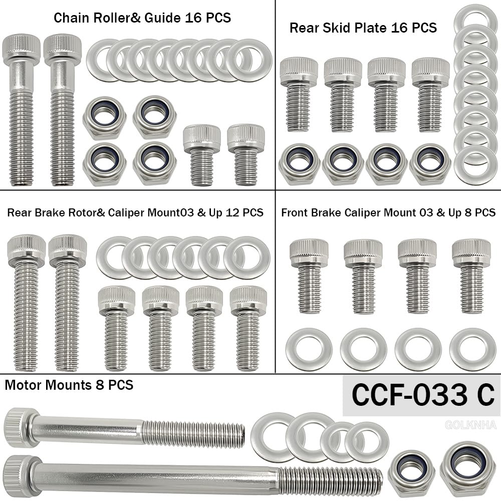 532 PCS Polished 304 Stainless Steel ATV Bolt Screw Kit for Yamaha Blaster 200 YFS200 1988-2006