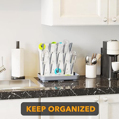 Miniatura 7 de SpaceAid Estante de secado de biberones con 20 ganchos, secadora de botellas de cocina que ahorra espacio, organizador vertical para biberones para