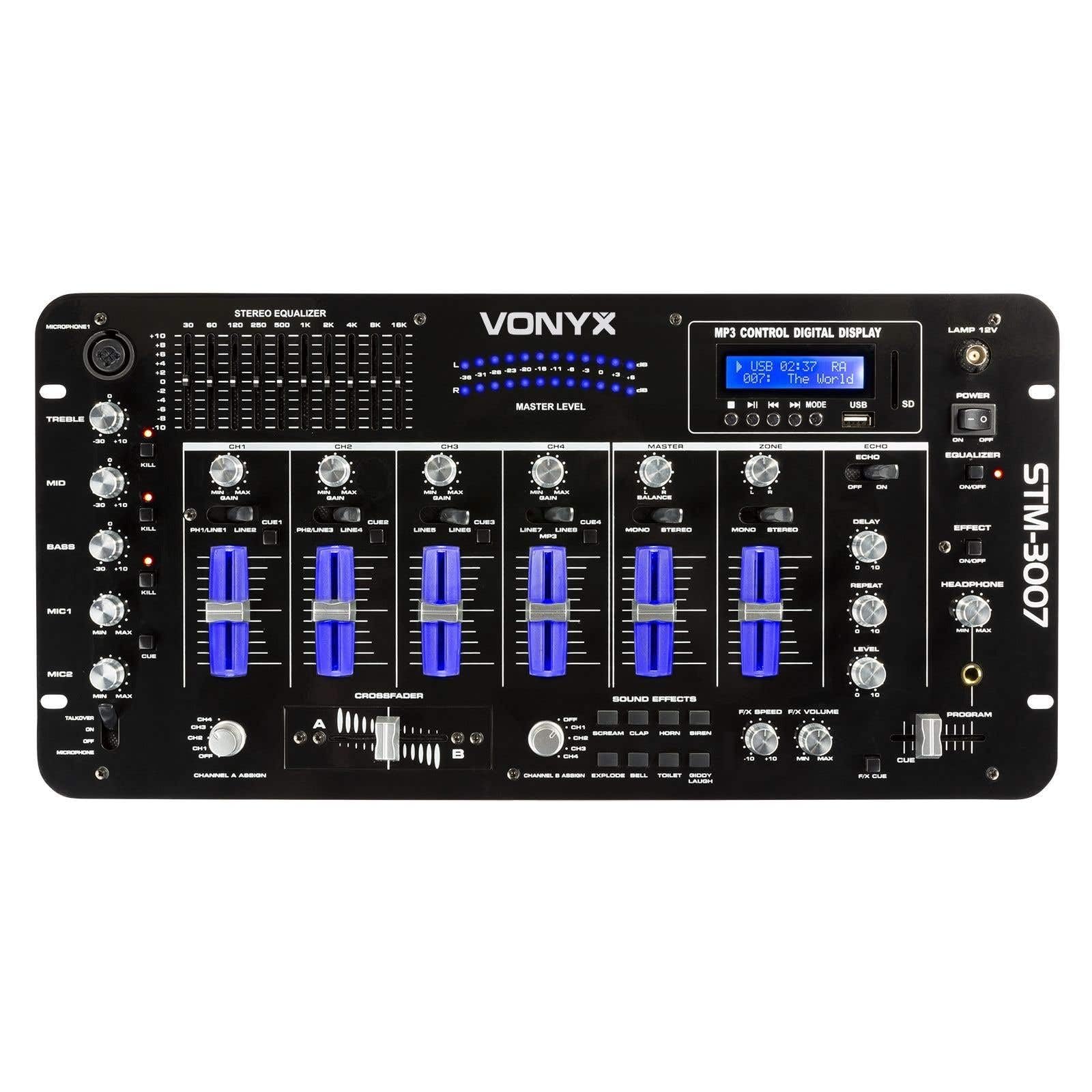 Vonyx 2.1 DJ Lautsprecher Set, Mobile PA Anlage Komplettset, 1600 Watt DJ Boxen, Beschallungsanlage Komplett Set, 2X Top-Speaker, 1x Subwoofer, Bluetooth Mischpult, Kabel, Boxenständer, Tasche