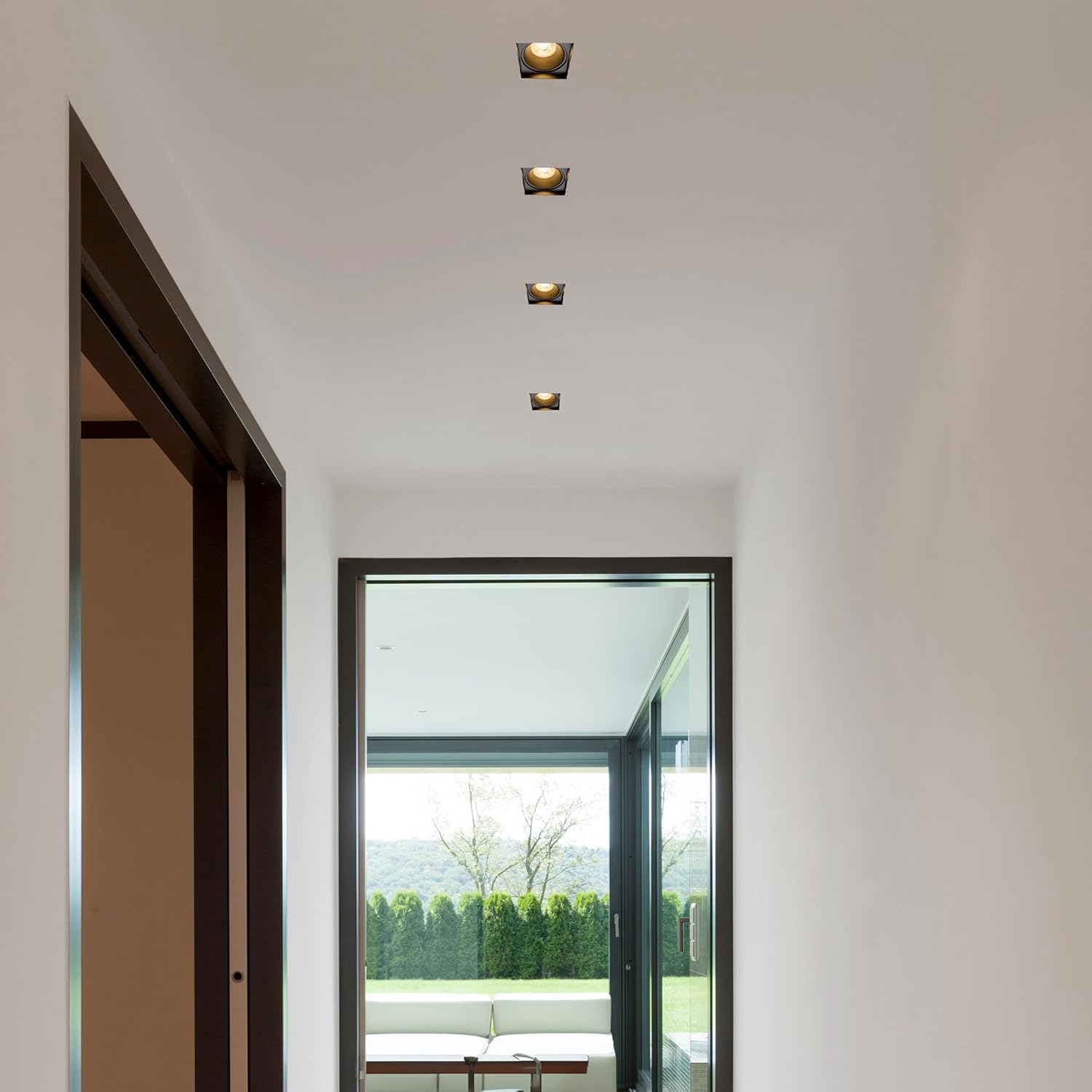 Maxxima 2” Trimless Ultra-Thin Recessed Anti-Glare LED Downlight Canless IC Rated 600 Lumens 5 Color Temperature Selectable 2700K/3000K/3500K/4000K/5000K Dimmable 5 CCT Black Square Slim J-Box Incl