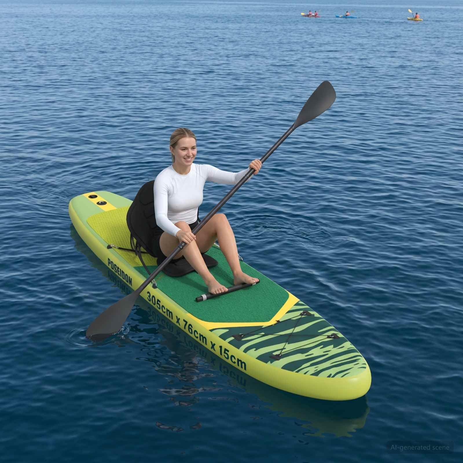 Tavola SUP gonfiabile 2 in 1 con sedile, per sport acquatici, surf, kayak, yoga, outdoor, adulti, bambini, tuttofare, touring, spiaggia, estate, durevole, leggera