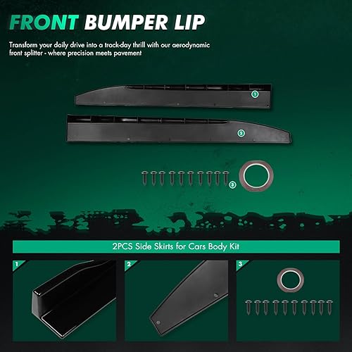 Miniatura 3 de SCITOO Difusor lateral universal negro brillante de Canard Winglet Canard Splitters