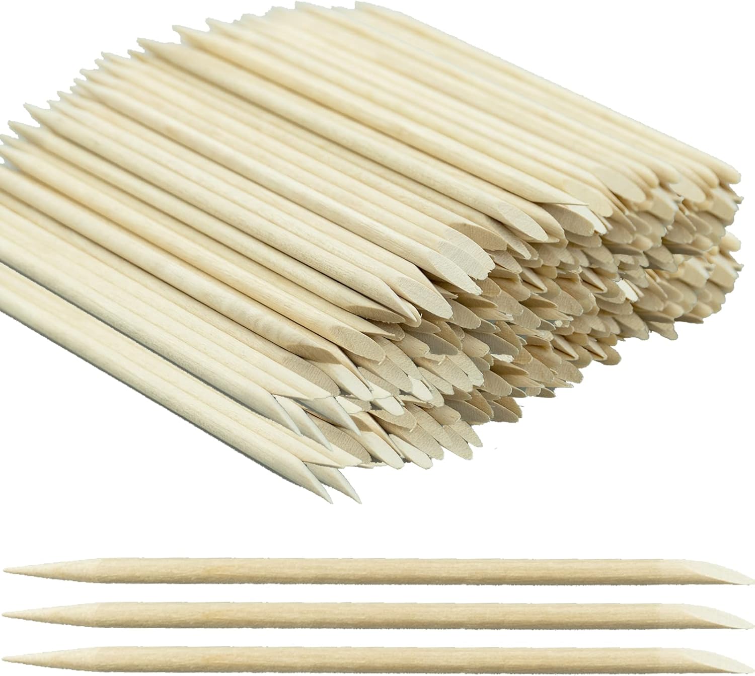 200 Pack Oranje Hout Nail Sticks, Dubbele Hoofden Multi Functionele Cuticle Pusher Remover Nail Cleaning, Manicure Pedicure Tool