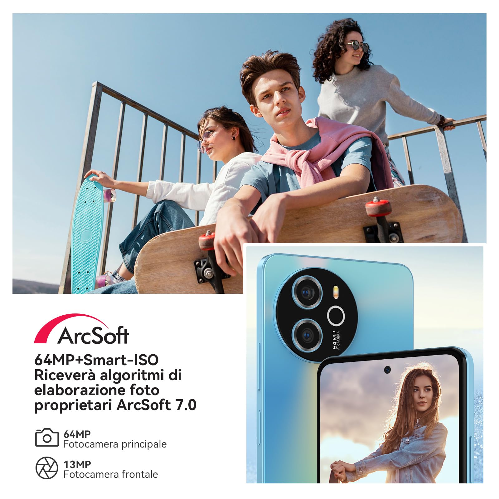 Blackview Smartphone Shark8 Cellulare, 16GB RAM+256GB ROM/2TB-TF, MediaTek Helio G99, 6.78'' FHD+/120Hz, 64MP+13MP, 5000mAh/33W, 4G Dual SIM Telefono, NFC/Face ID/Fingerprint/OTG/3 Slot/3.5mm Jack